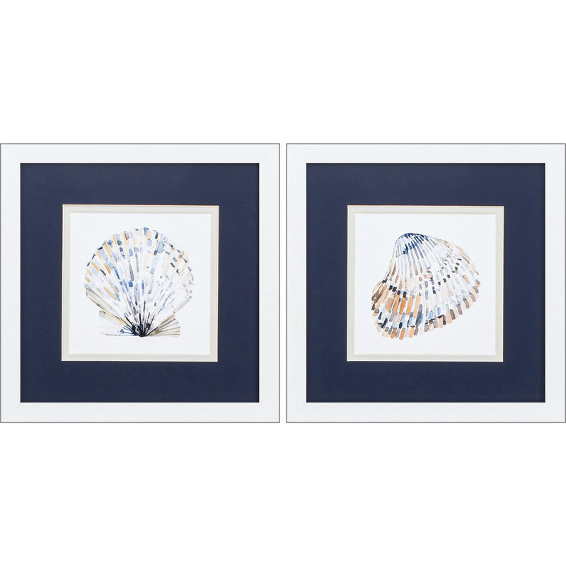 Coquilles simples - ensemble de 2 reproductions d'art sur papier encadré