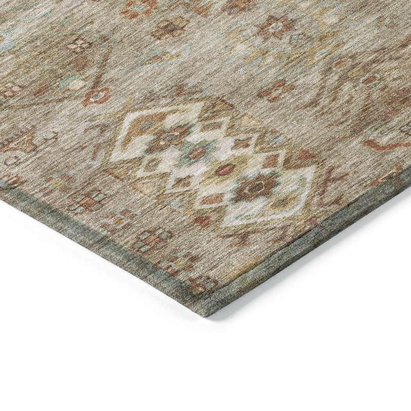 Tapis beige d'intérieur / extérieur lavable à la machine, Rectangle 1 pi 8 po x 2 pi 6 po