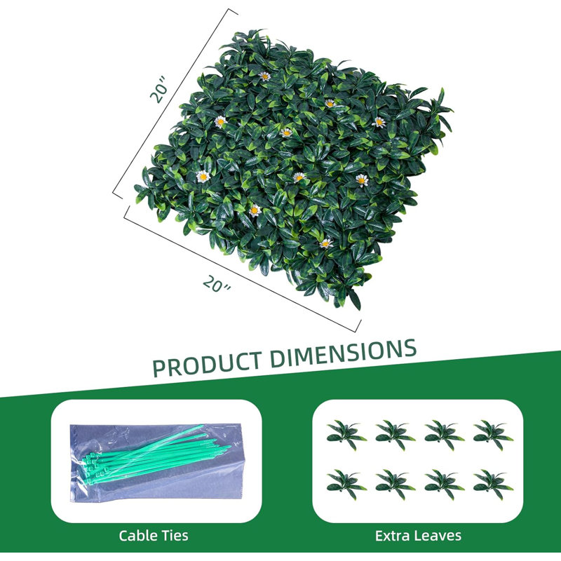 12pcs 20" X 20" Artificial Boxwood Wall Hedge Mat Plant Panels Outdoor Grass Fence