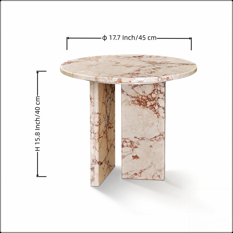 Table d'appoint en marbre naturel, table basse avec surface polie, pierre véritable pour un décor intérieur élégant et durable