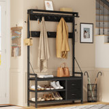 5-In-1 Hall Tree With Shoe Bench, Coat Rack, Hooks, Drawers & Top Shelf – Entryway Organizer With Extra Large Shoe Storage For Mudroom Or Foyer