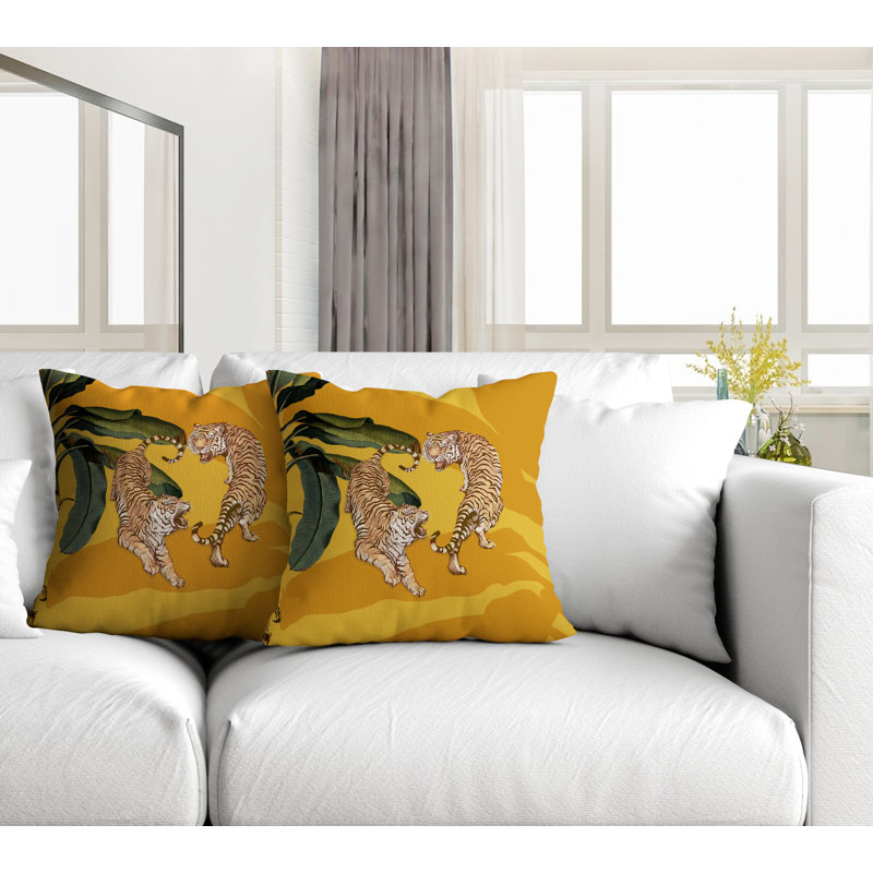 Housse et insert de coussin carré intérieur / extérieur , L 19 po x H 19 po, Jaune