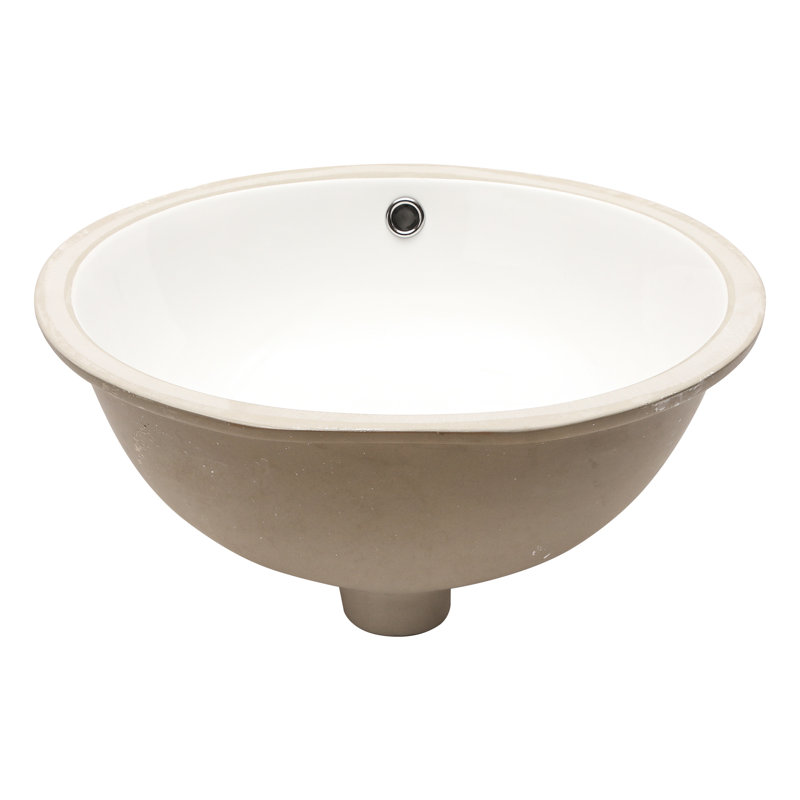 Ceramic Undermount Bathroom Sink - 19X16 Inches, White, Oval, With Overflow, Stain- Modern Overflow 19"X16", Stain , Elegant Appearance