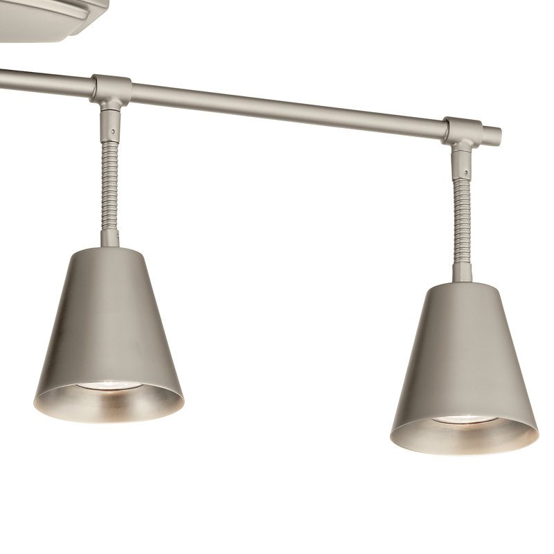 Éclairage sur rail à quatre lumières Ruby-Jade, Nickel satiné