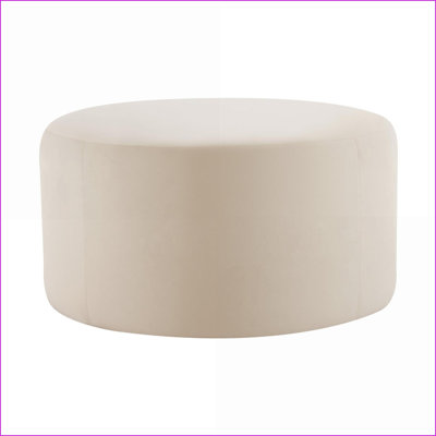Ottoman Modern Round 30” Velvet Footrest Extra Seat Side Table | Cream | Velvet