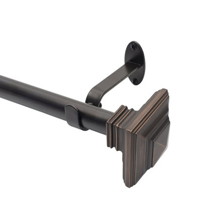 Brenton Single Curtain Rod with Stacked Square Finial