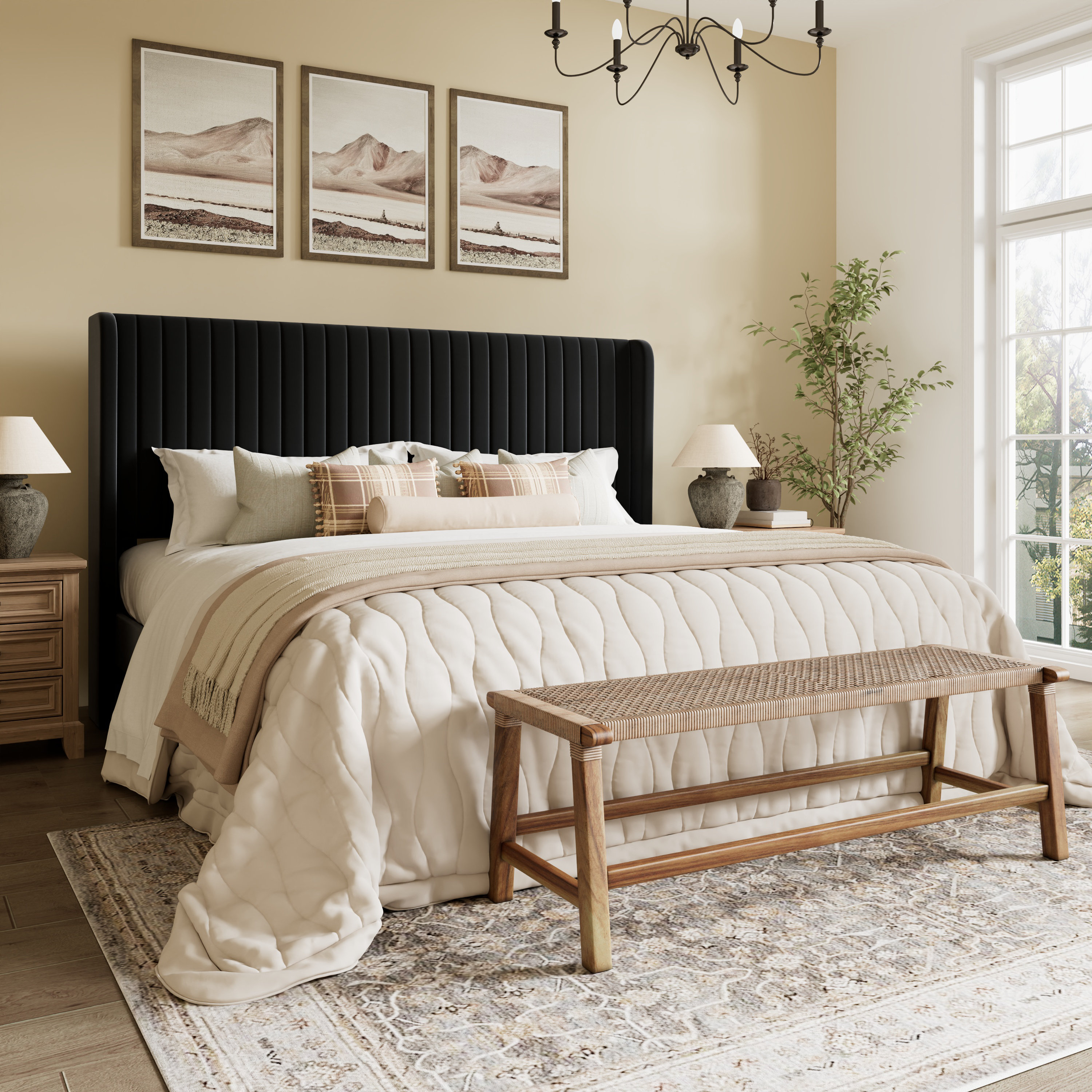 Candler Upholstered Wingback Platform Bed | Stylish Comfort