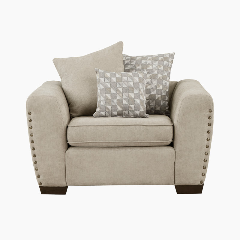 Fauteuil d'appoint moderne et contemporain de 45 po avec revêtement en chenille Langara, Chenille brun clair
