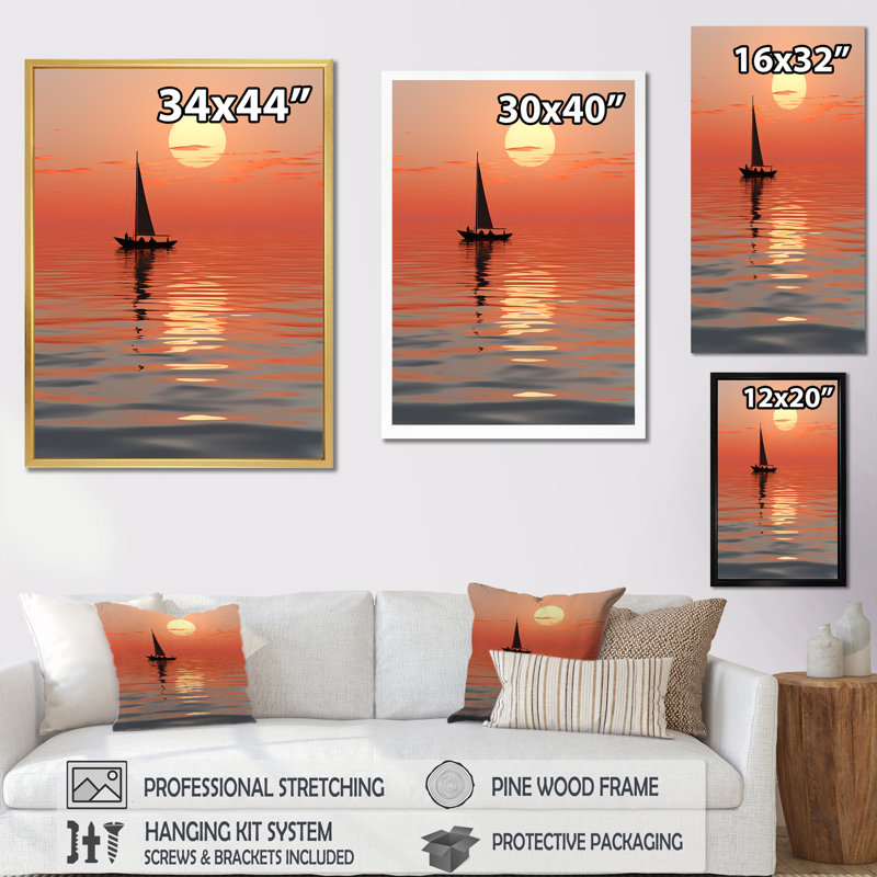 Coastal Sunset Serenity sur impression sur toile, H 20 po x l 12 po x P 1 po, Cadre photo blanc