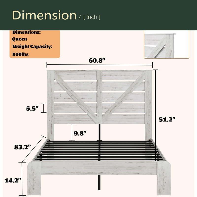 Tête de lit, base de lit plateforme en bois, silencieux, aucun sommier nécessaire et outil d'assemblage facile, grand rangement sous le lit