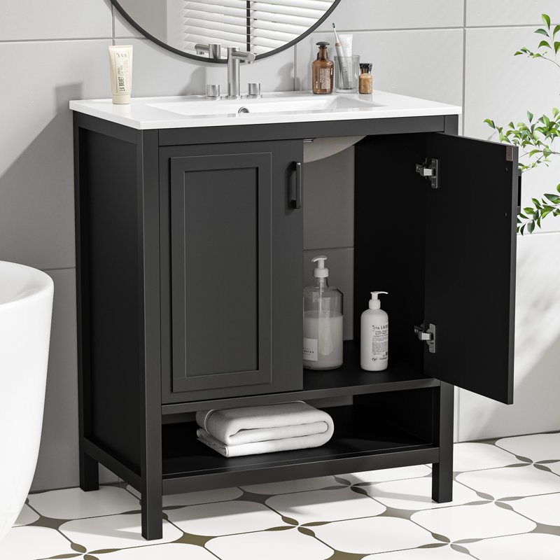 Meuble-lavabo simple 30 po avec comptoir en céramique, 30"
