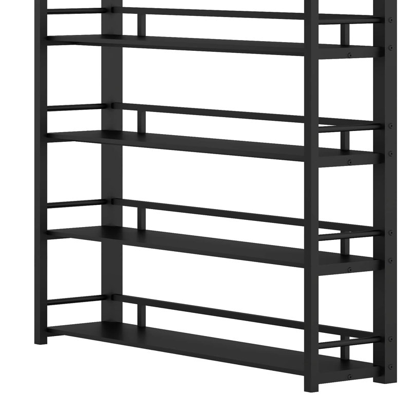Lit mezzanine double en métal avec tablettes de rangement, armoires et garde-robe