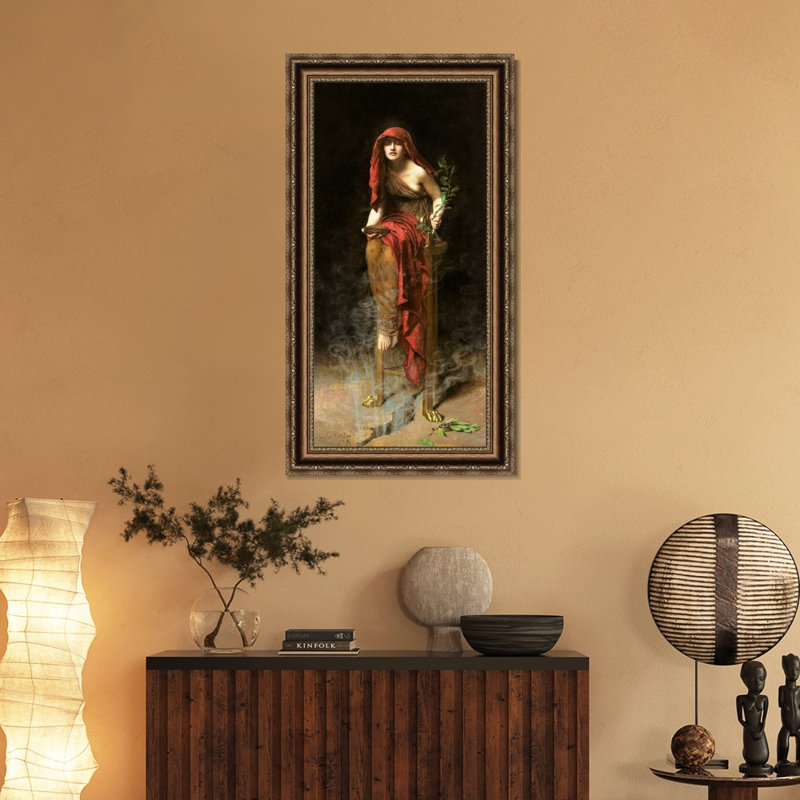 Art mural encadré, estampe numérique de Delphes par John Collier, décoration de cuisine classique pour chambre à coucher (cadre doré en relief rétro, 22 po x 40 po)