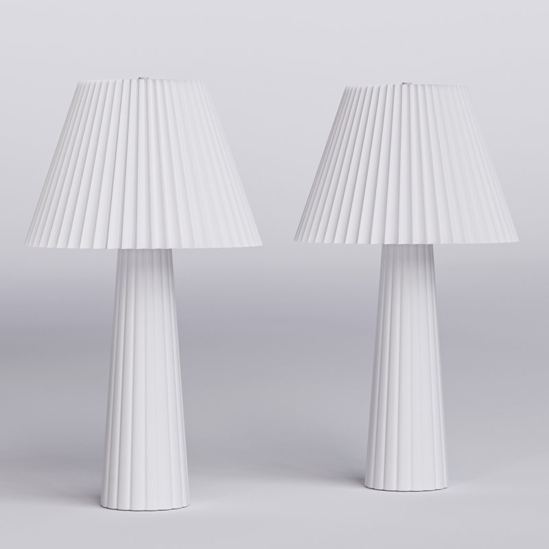 25'' Modern White Ceramic Table Lamp Set - MCM Modern Funky Accent Table Lamps For Bedroom Bedside/Nightstand, Nursery, Living Room & Desk