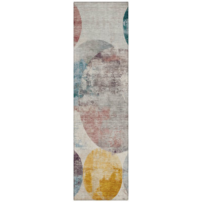 Machine Washable Indoor/Outdoor Lansford ACN2381 Circles Rug