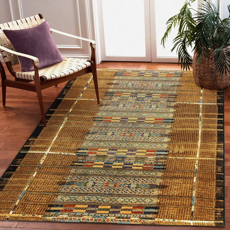 August Grove Kinchen Rust/Gold Wilton-Trellis Area Rug; Round 3