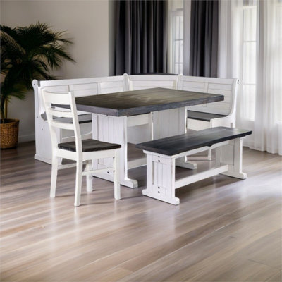 Ensemble de coin-repas en bois 4 pièces Pembrely Row Farmhouse