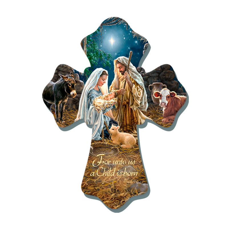A Child Is Born Wooden Cross