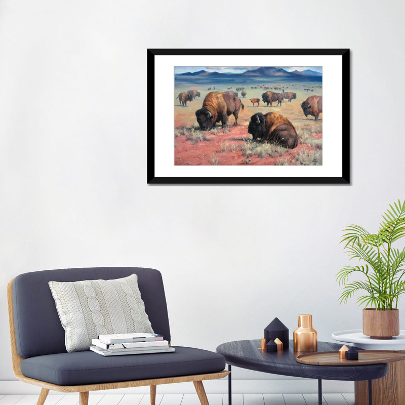« home on the range », impression sur toile, Papier beaux-arts encadré noir, H 24 po x l 32 po x P 1 po, Blanc