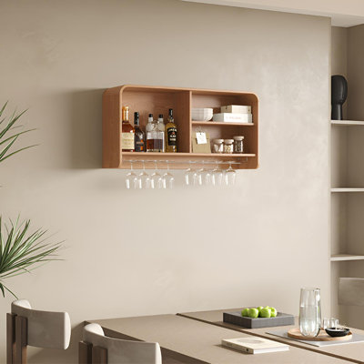 Nordic Solid Wood Wall-Mounted Wine Rack | Multi-Purpose Kitchen & Dining Storage Shelf