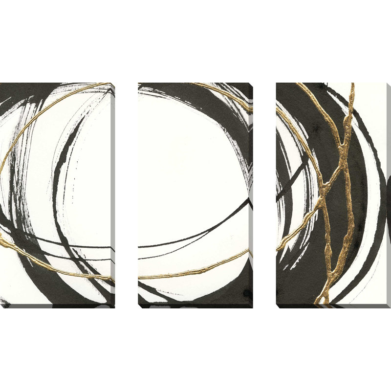 "Gilded Enso II", ensemble de 3 impressions sur toiles