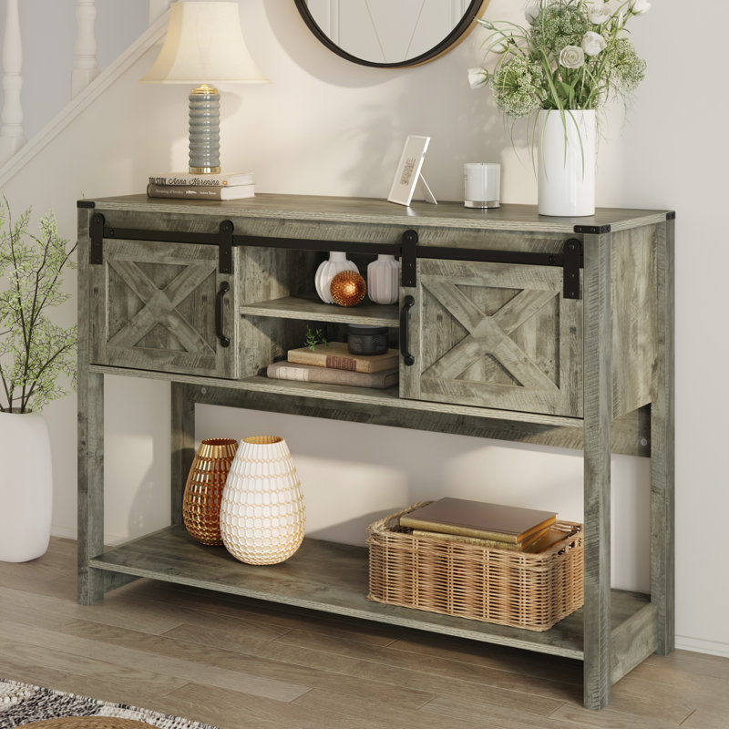 Bragg 46" Wood Console Table, Light Gray