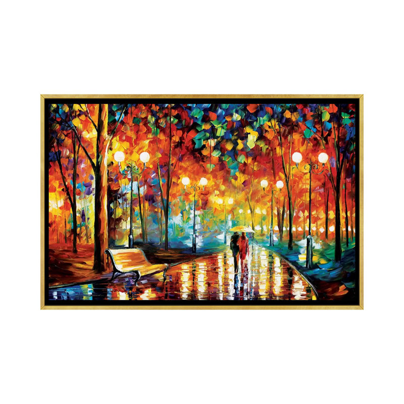 " Rain's Rustle II " by Leonid Afremov, 32" H x 48" W x 1.5" D, Gold Floater Framed Canvas