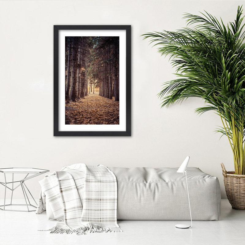 Forest In Autumn - Single Picture Frame Print, 30cm H x 20cm W, Black