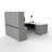 City View Executive U-Shape Bow Front Office Desk with Storage and Frosted Glass Accents, Grey Oak