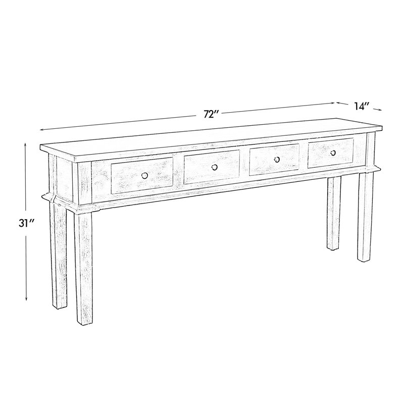 Marsha 72'' Solid Wood Console Table, Rustic Mango Gray Wash