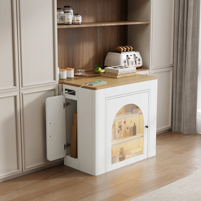 Table de salle à manger extensible avec 3 rallonges amovibles, table mobile pour îlot roulant avec prise de courant, armoire avec rangement