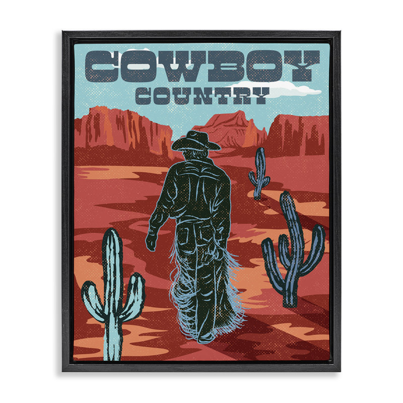 Cadre flottant Cowboy Country, scène par Diane Labombarbe, Cadre flottant noir de jais, H 21 po x l 17 po
