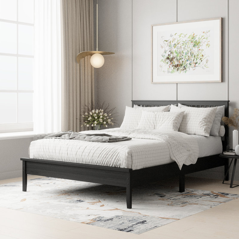 Scheller Solid Wood Platform Bed, Tobacco, Queen