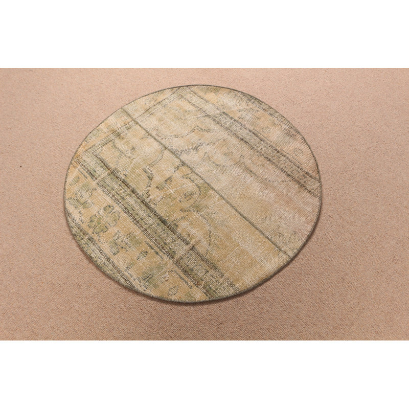 Tapis turc rond tissé à la main en laine verte pour rehausser votre entrée