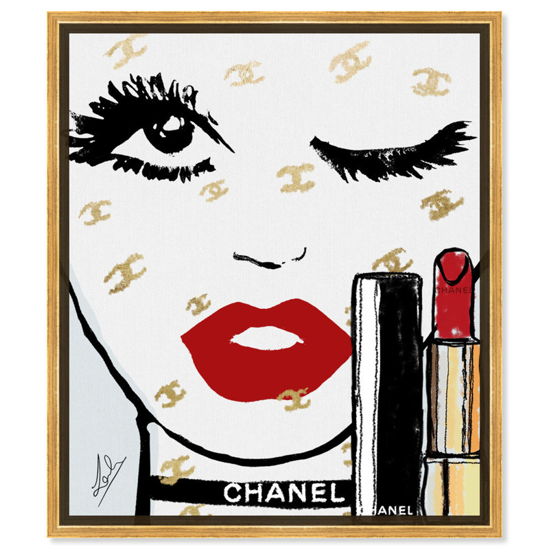 Le Rouge Face - Impression sur toile, H 45 po x l 36 po, Cadre doré