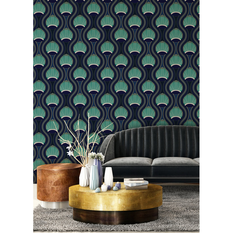 CoEd Riviere 10' L x 24" W Wallpaper Tile, Non-pasted, Marine