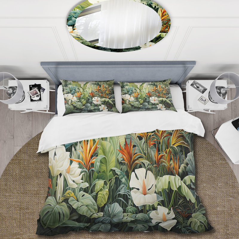Ensemble de housse de couette White Contemporary Botany Jungle Wonders - Plants