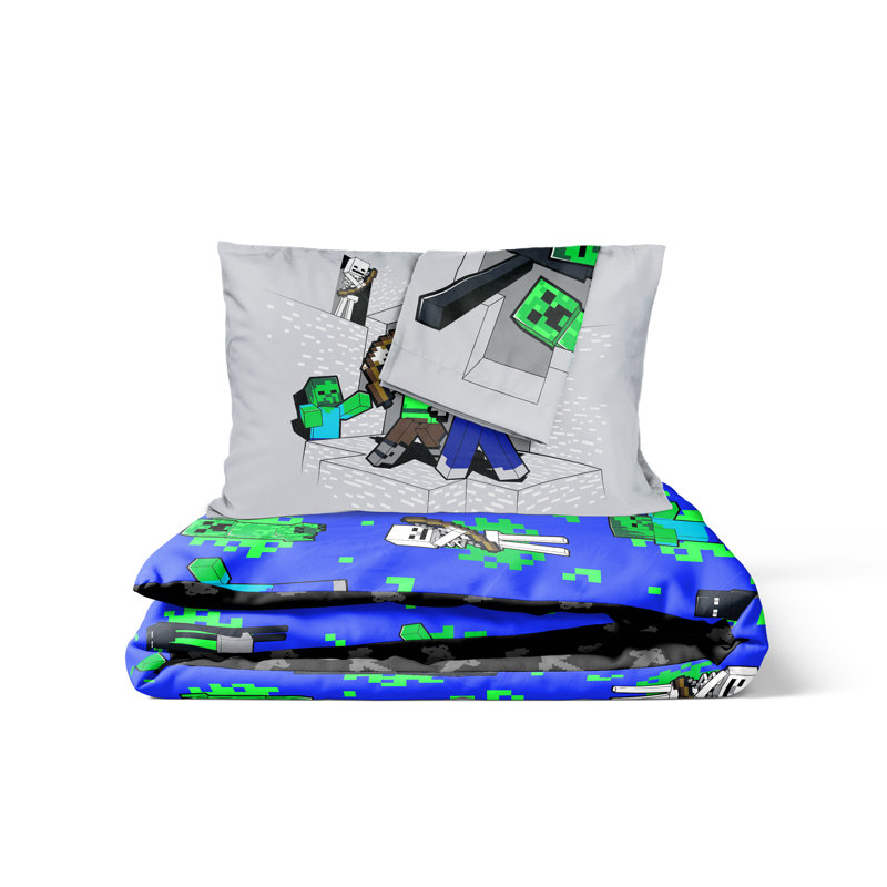 Green/Blue/Black 100% Cotton 144 TC Reversible 2 Piece Duvet Cover Set