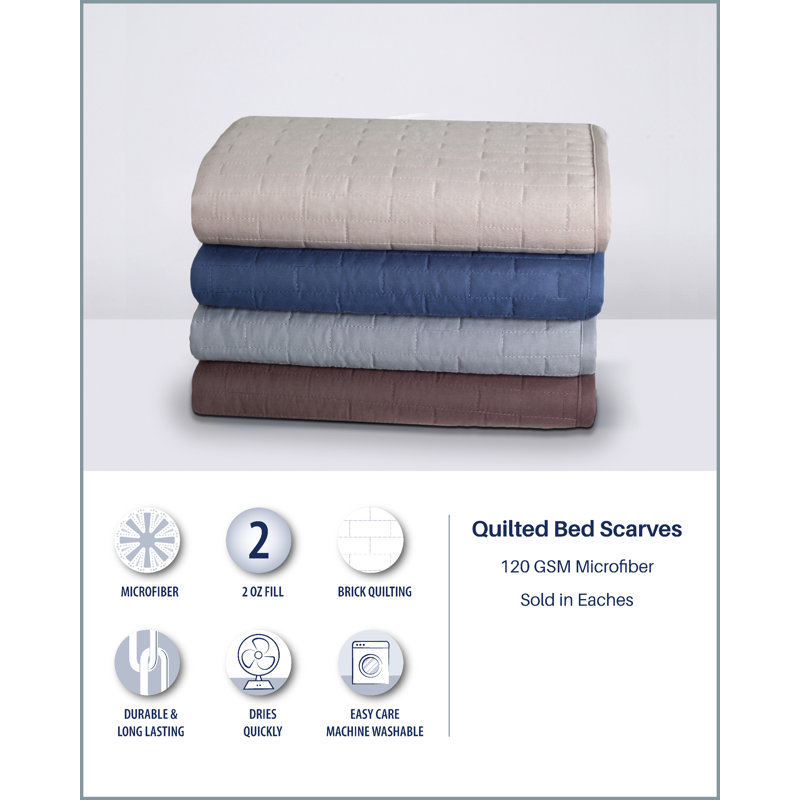 South Point Hospitality 120 GSM Luxury Microfiber Bed Runner, Queen, Soft Gray