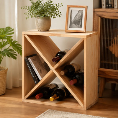 Solid‑Wood 24‑Bottle Stackable Tabletop Wine Storage Rack