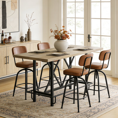 Bochini 62.99 L x 31.49 W Dining Table Counter Height Kitchen Table with Metal Footrest by 17 Stories