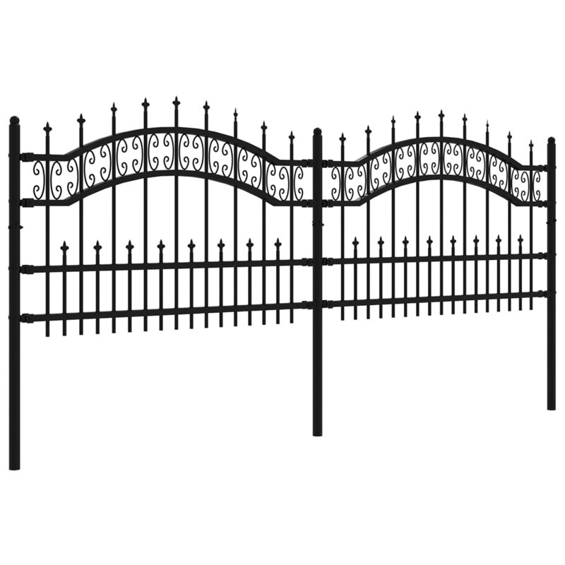 Ciclali Black Metal Fence Panels, 115cm H x 240cm W x 0.5cm D