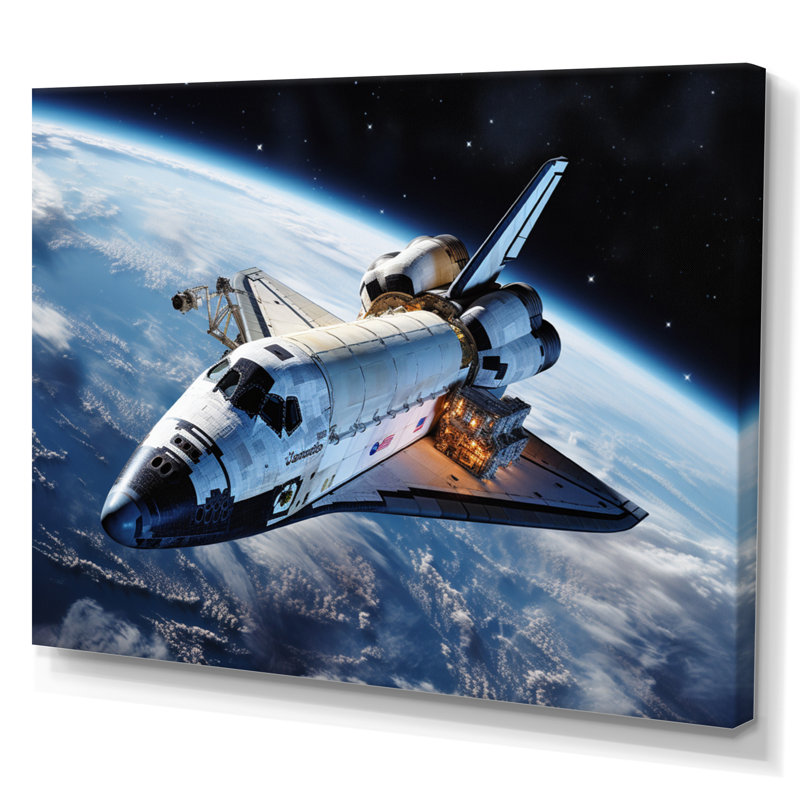 Navette Antares dans l'espace I sur toile, Toile tendue, H 34 po x l 44 po x P 1,5 po