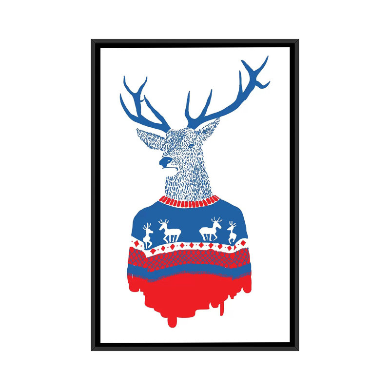 «Umly Winter Pullover», impression sur toile, H 60 po x l 40po x P 1,5 po, Toile avec cadre noir, Pas de tapis