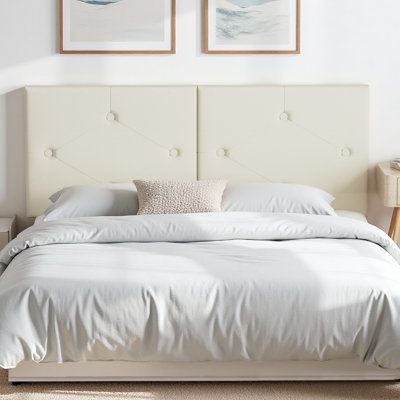 Tête de lit tapissier en similicuir pour très grand lit, pieds robustes en métal, design capitonné