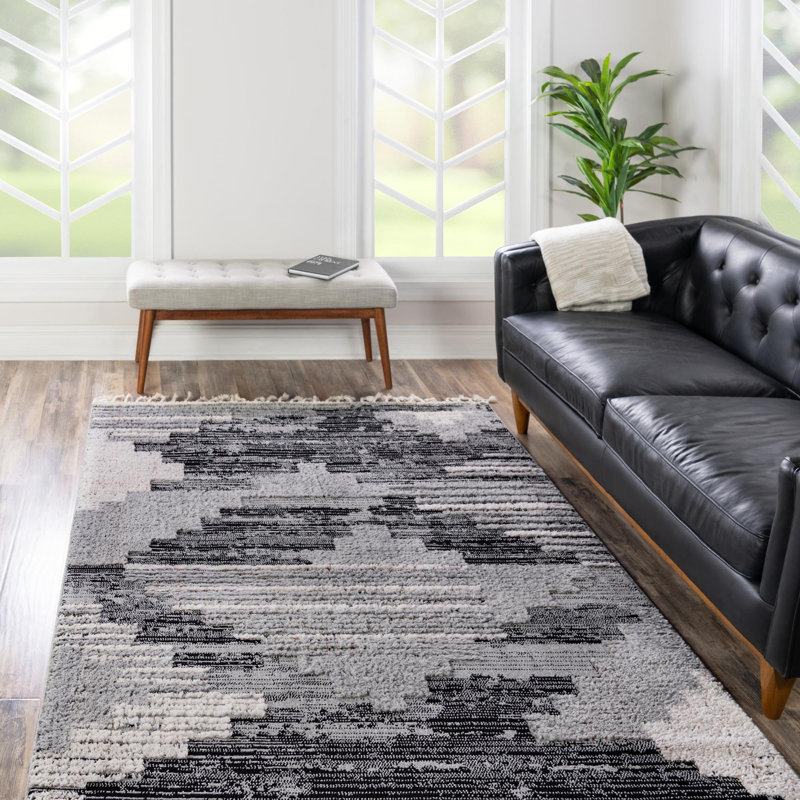 Gosnold avec motif géométrique gris, Rectangle 7 pi 10 po x 10 pi