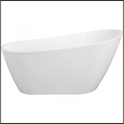 67 Inch Acrylic Freestanding Soaking Bathtub With Chrome Overflow, Drain, And Cupc Certification, Sparkling White Finish