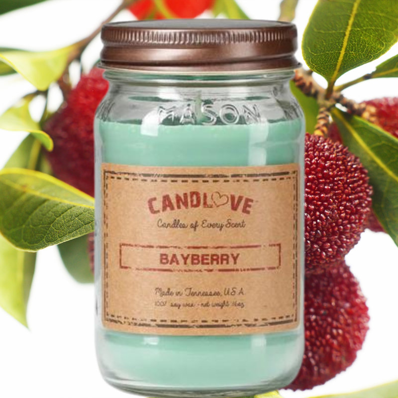 Bayberry Scented Jar Candle with Glass Holder