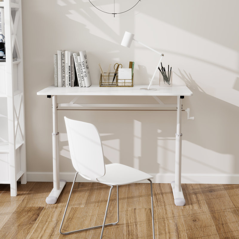 Home Office Height Adjustable Standing Desk, White