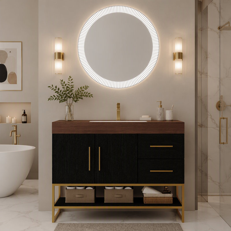 Freestanding Standard Free Standing Single Double Single Vanity Bathroom Vanity With Stone Top